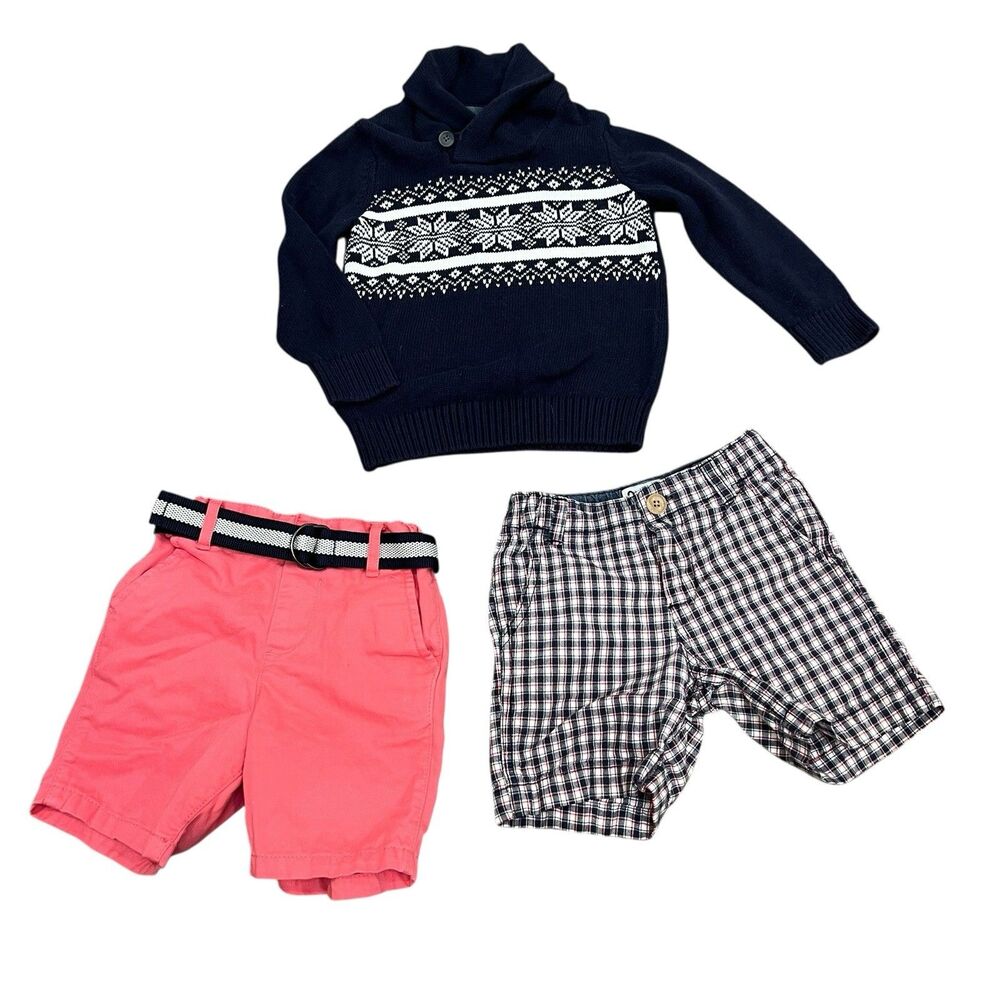 Lot of 3 pcs Boys Size 3T Clothes Childrens Place Osh Kosh sweater shorts